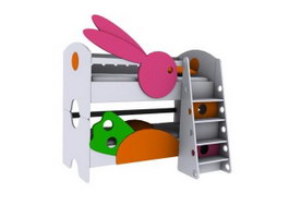 Wooden bunk bed for child 3d preview