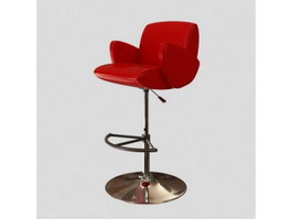 Leather bar stool 3d preview