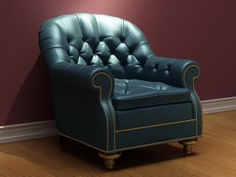 Light blue leather sofa 3d model preview