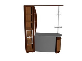 Home Bar Counter with Wine Cabinet 3d model preview