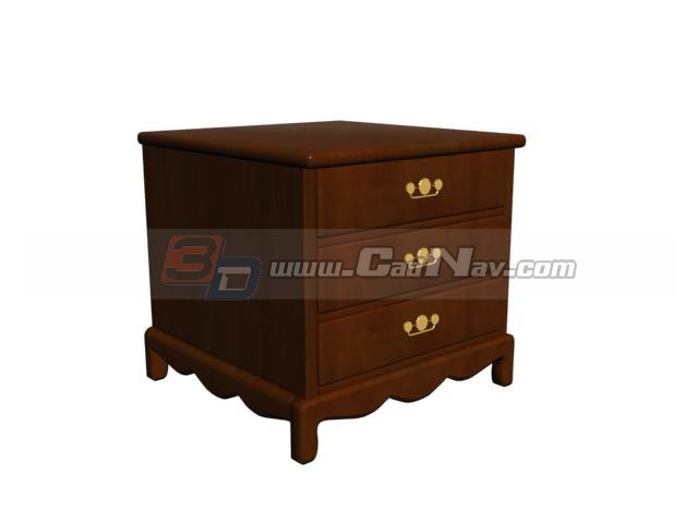 Home furniture antique bedside cabinet 3d rendering