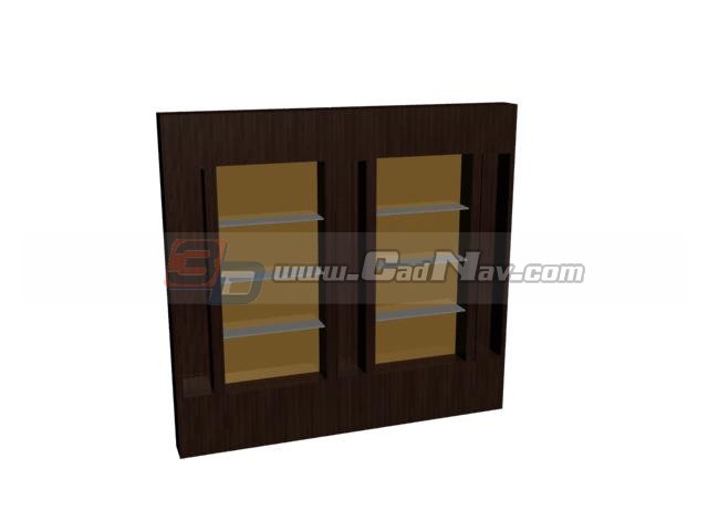 Wood Bookshelf Cabinet 3d rendering