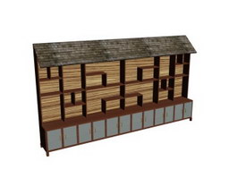 Chinese Style Wood Display shelves 3d preview