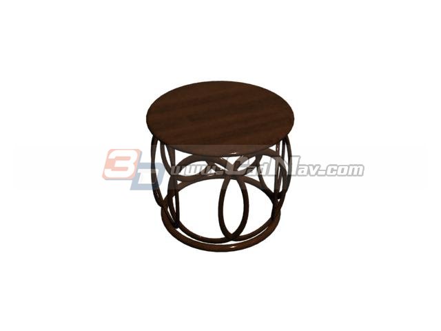Chinese style wooden stool 3d rendering