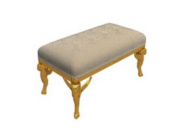 Antique wooden footstool 3d preview