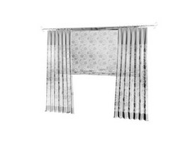 Printed kitchen curtain 3d model preview
