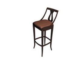Wood tall stool 3d model preview