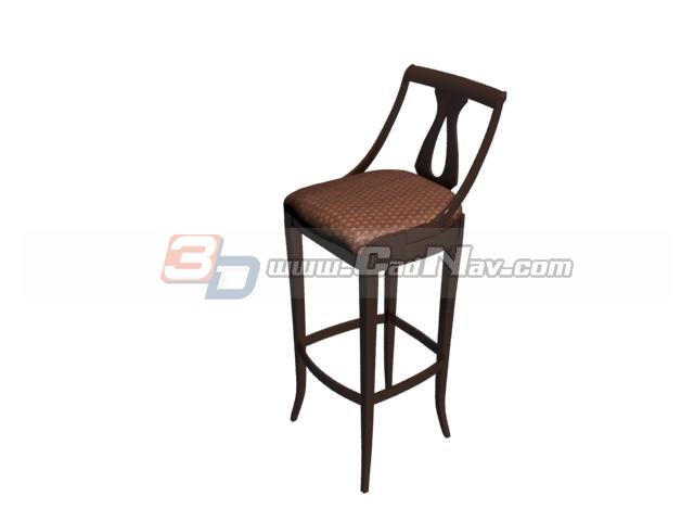 Wood tall stool 3d rendering