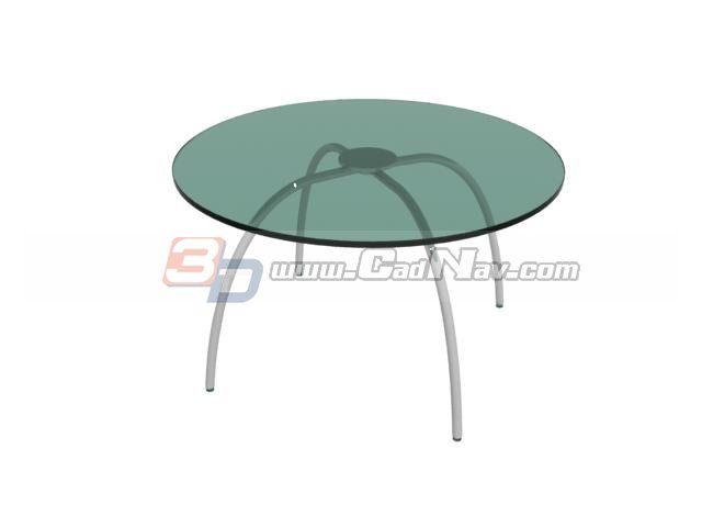 Round glass dining table 3d rendering