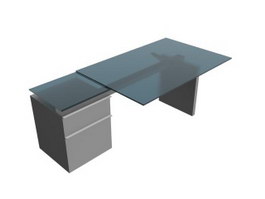 Blue glass office desk 3d model preview