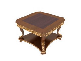 Antique carved tea table 3d model preview