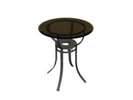 Round glass cafe table 3d model preview