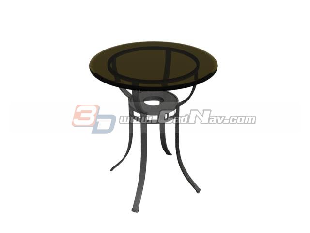 Round glass cafe table 3d rendering