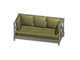 Wood frame sofa settee 3d model preview