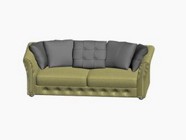 Two-seater sofa and Throw Pillow 3d model preview