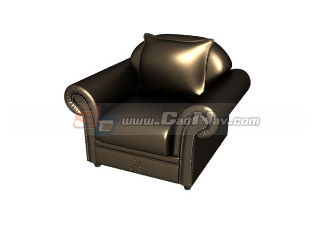 Hotel furniture leather sofa 3d rendering