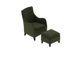 Single sofa chair with ottoman 3d model preview