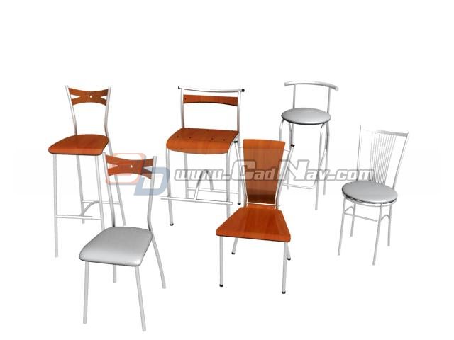 Metal Restaurant Chairs 3d rendering