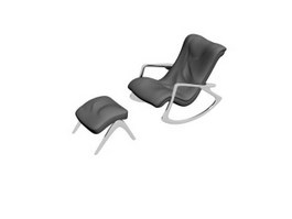 Rocking lounge chair with ottoman 3d preview