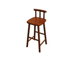 Wooden black bar stool 3d model preview