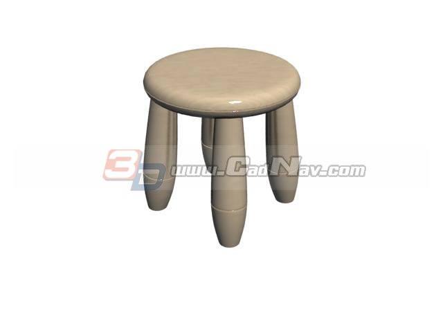 Wooden round stools 3d rendering