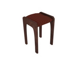 Square wooden stool 3d preview