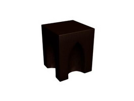 Wooden cube stool 3d preview