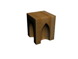 Wooden kids cube stool 3d preview