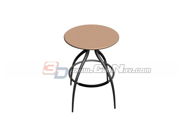 Steel round stool 3d rendering