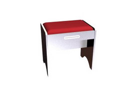 Solid wood dresser stool 3d model preview