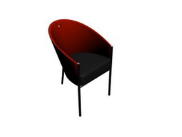 Coffee shop red tub chair 3d model preview