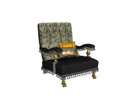 Wooden baroque armchair 3d model preview