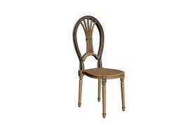 European style wood design dining chair 3d model preview