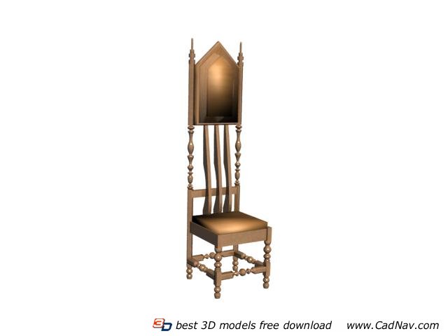 Wooden king throne chair 3d rendering
