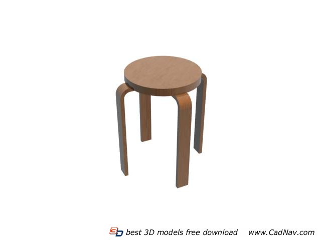 Round Wooden Stool For Dining Room 3d rendering