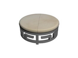 Wooden round foot stool 3d preview