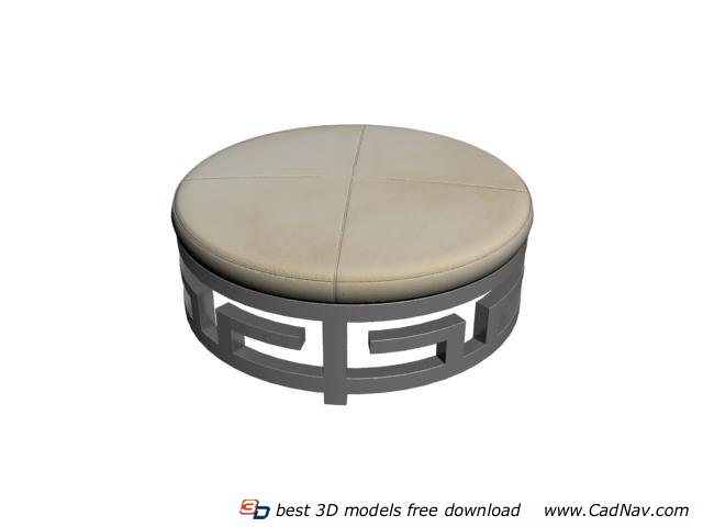 Wooden round foot stool 3d rendering