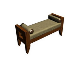 Wooden Bed Bench 3d preview