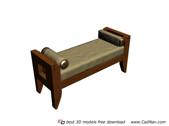 Wooden Bed Bench 3d rendering