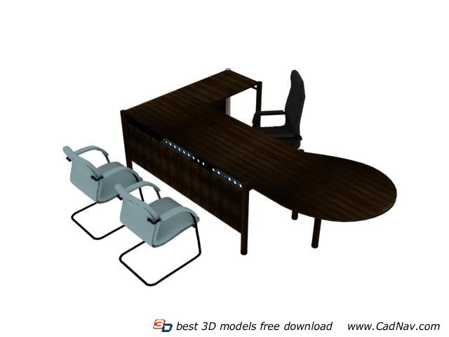 Office workstation table and chairs 3d rendering