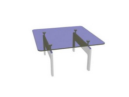 Metal frame glass dining table 3d model preview