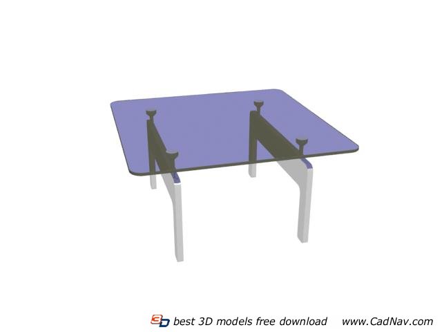 Metal frame glass dining table 3d rendering