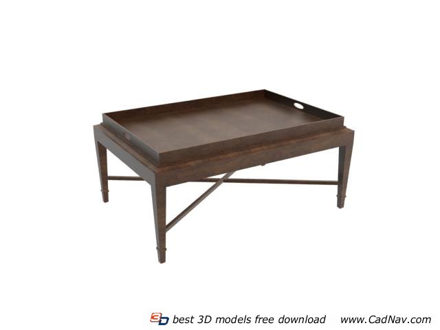 Chinese style wood tea table 3d rendering