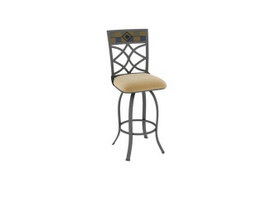 Steel Bar Stool High Chair 3d model preview