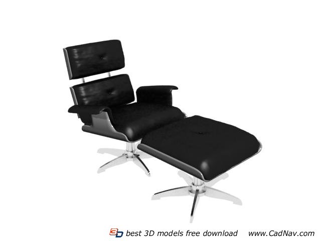 Office Lounge Chair and Ottoman 3d rendering