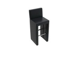 Leather high back bar chair 3d model preview