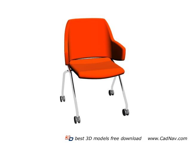 Metal base plastic chair 3d rendering