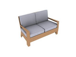 Two-seater sofa settee 3d model preview