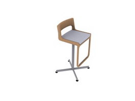 Wooden swivel bar stools 3d model preview