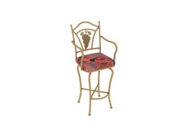 Antique wrought iron bistro bar stool 3d preview